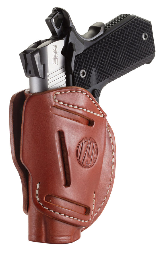1791 Gunleather 3WH1CBRA 3 Way Brown Leather OWB 1911 3-4