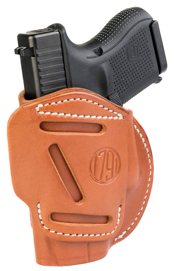 1791 Gunleather 4WH3CBRR 4 Way Classic Brown Leather IWB/OWB Compatible with Glock 25-27,29-30,33,48/Ruger LC9, SR9c, SR10, SR22/Sig P225/S&W M&P9, Shield/Walther PPS, CCP, P22 Right Hand