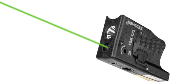 Nightstick TSM12G Handgun Weapon Light White LED 150 Lumens, Green Laser Black Polymer Rechargeable Li-ion Battery for Glock 26,27,33,39
