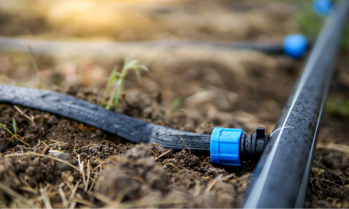 A close up of an irrigation system.